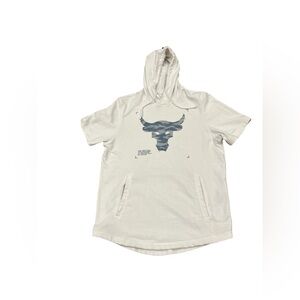 Under Armour Project Rock Size Women’s L White Short Sleeve Hoodie Loose Fit